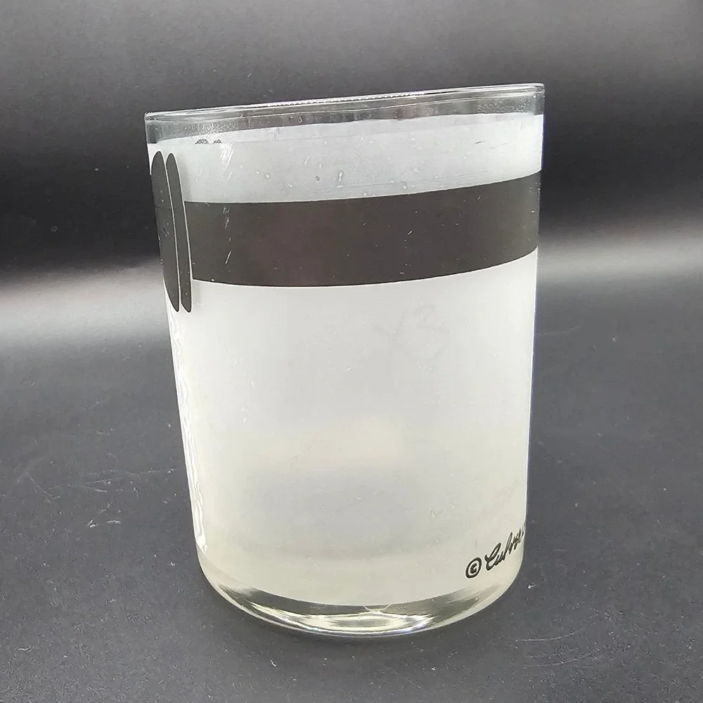 Vintage Culver Tuxedo Rocks Glass Mid Century Black Tie Cocktail‎ Barware